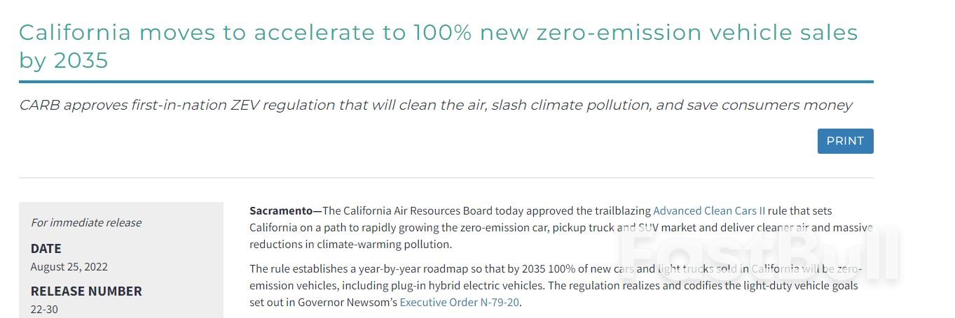美国加州出台新规 2035年后全面禁售燃油汽车_1