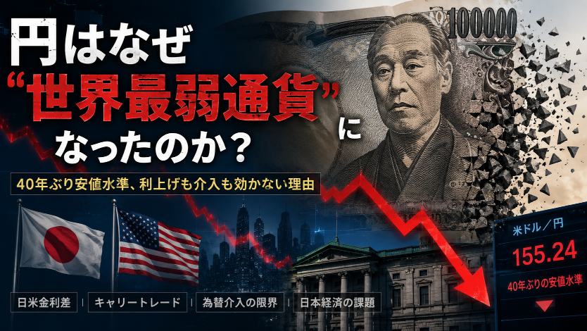円はなぜ「世界最弱通貨」と呼ばれるのか?40年ぶり安値水準へ迫る中、利上げも為替介入も効かない理由を徹底解説_1 円はなぜ「世界最弱通貨」と呼ばれるのか?40年ぶり安値水準へ迫る中、利上げも為替介入も効かない理由を徹底解説_1