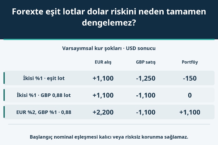 Forexte eşit lotlar dolar riskini neden tamamen dengelemez?_1