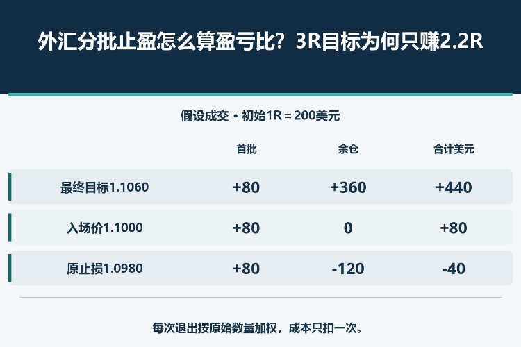 外汇分批止盈怎么算盈亏比?3R目标为何只赚2.2R_1 外汇分批止盈怎么算盈亏比?3R目标为何只赚2.2R_1