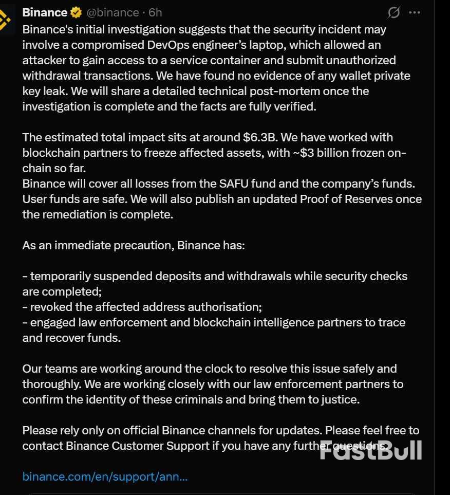 Binance’s $6.3 Billion Security Incident: A Possible DevOps Laptop Breach and the Limits of SAFU Protection_2 Binance’s $6.3 Billion Security Incident: A Possible DevOps Laptop Breach and the Limits of SAFU Protection_2