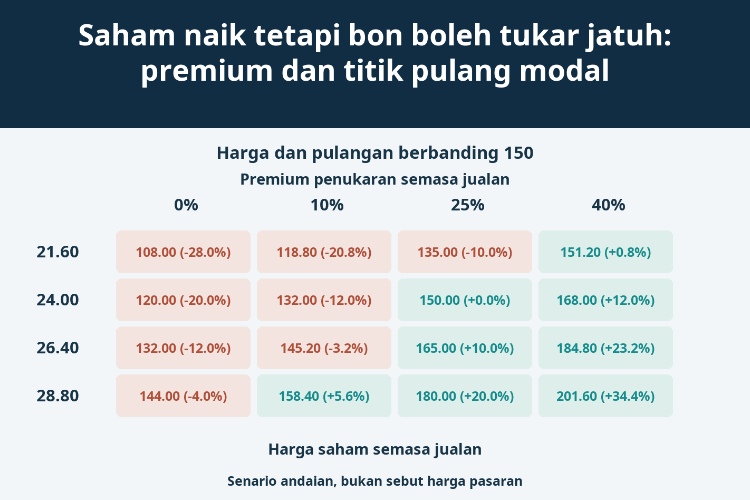 Saham naik tetapi bon boleh tukar jatuh: premium dan titik pulang modal_1 Saham naik tetapi bon boleh tukar jatuh: premium dan titik pulang modal_1