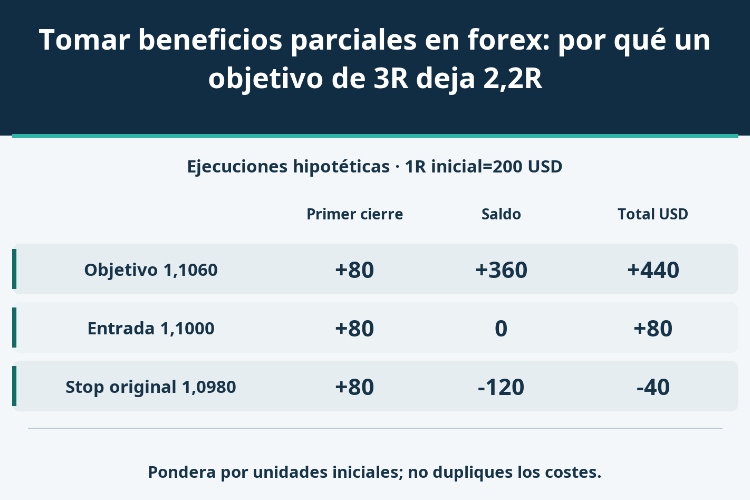 Tomar beneficios parciales en forex: por qué un objetivo de 3R deja 2,2R_1 Tomar beneficios parciales en forex: por qué un objetivo de 3R deja 2,2R_1