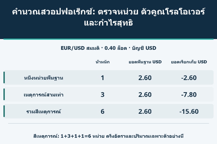 คำนวณสวอปฟอเร็กซ์: ตรวจหน่วย ตัวคูณโรลโอเวอร์ และกำไรสุทธิ_1