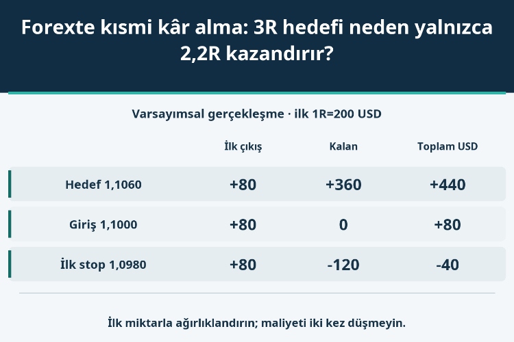 Forexte kısmi kâr alma: 3R hedefi neden yalnızca 2,2R kazandırır?_1 Forexte kısmi kâr alma: 3R hedefi neden yalnızca 2,2R kazandırır?_1